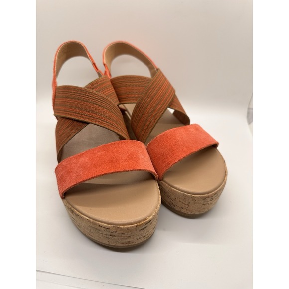 SOREL‎ Women's Size 7 CAMERON Signal Red Platform Slingback Strap Wedge Sandals - Picture 2 of 10